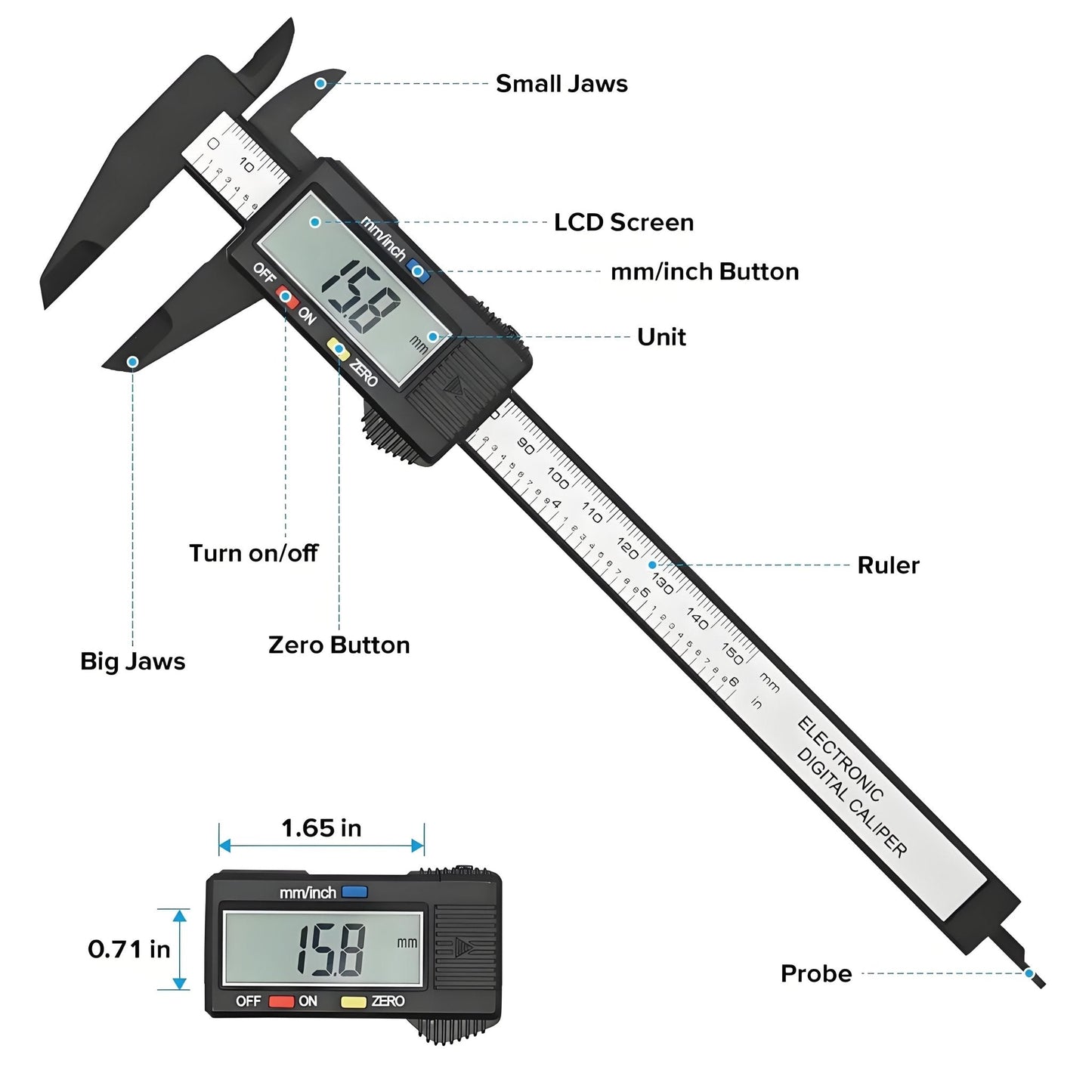 150mm 100mm Electronic Digital Caliper Dial Vernier Caliper Gauge Micrometer Measuring Tool Digital Ruler