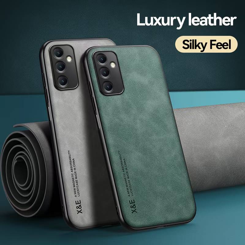 Silky Leather Finish Back Case with Built-in Magnet for Car Mount & Enhanced Camera Protection for Vivo