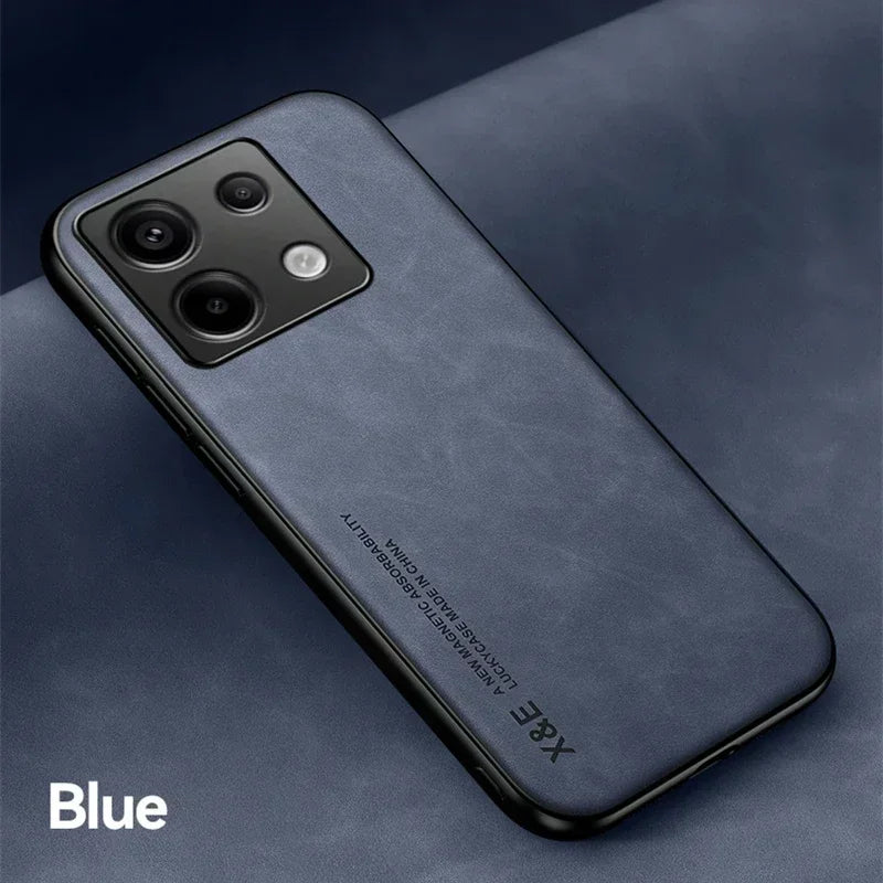 Silky Leather Finish Back Case with Built-in Magnet for Car Mount & Enhanced Camera Protection for Vivo