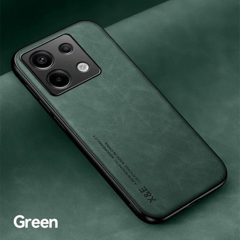 Silky Leather Finish Back Case with Built-in Magnet for Car Mount & Enhanced Camera Protection for Vivo