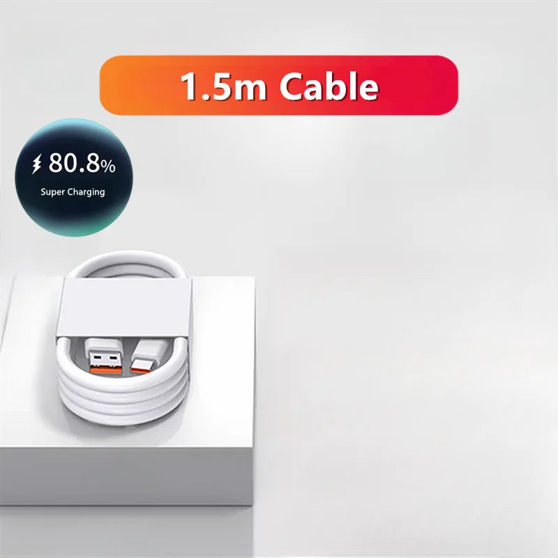 6A 66W Super Fast Turbo Charger with Type-C Cable | High-Speed Charging Adapter