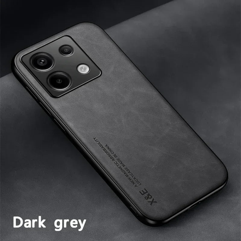 Silky Leather Finish Back Case with Built-in Magnet for Car Mount & Enhanced Camera Protection for Vivo