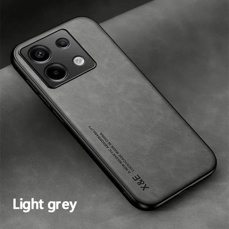 Silky Leather Finish Back Case with Built-in Magnet for Car Mount & Enhanced Camera Protection for Vivo