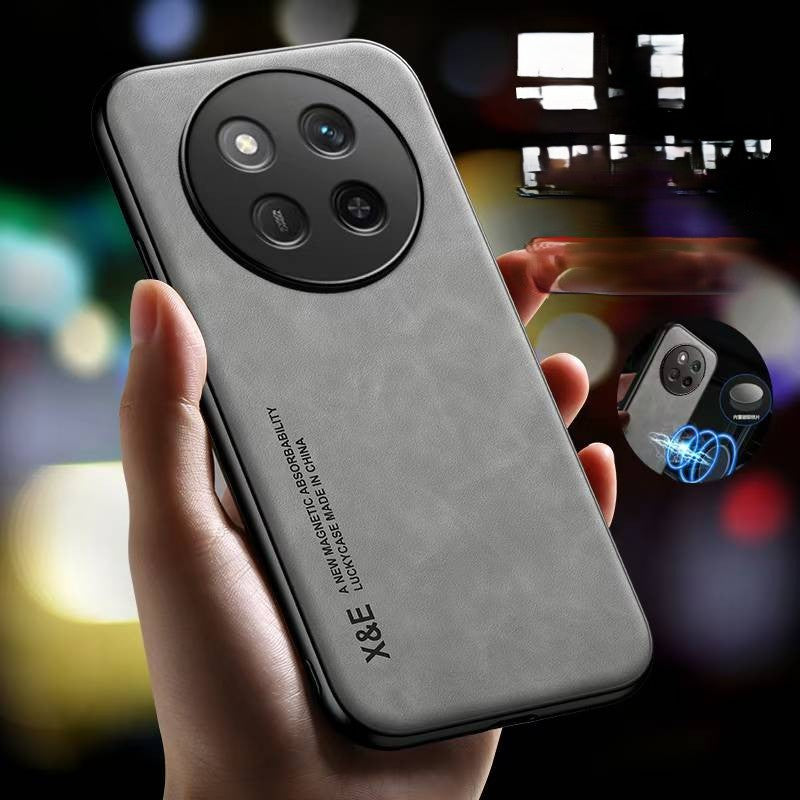 Silky Leather Finish Back Case with Built-in Magnet for Car Mount & Enhanced Camera Protection for Vivo