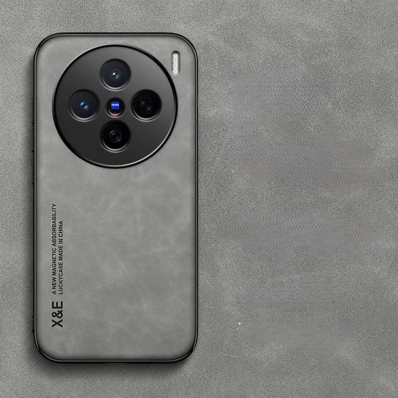 Silky Leather Finish Back Case with Built-in Magnet for Car Mount & Enhanced Camera Protection for Vivo