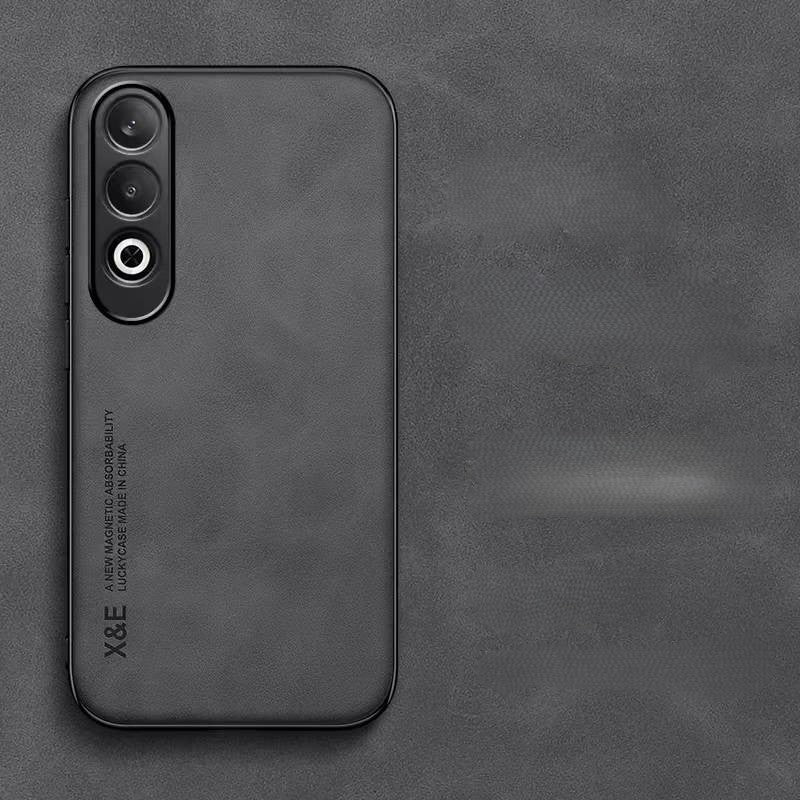 Silky Leather Finish Back Case with Built-in Magnet for Car Mount & Enhanced Camera Protection for Vivo