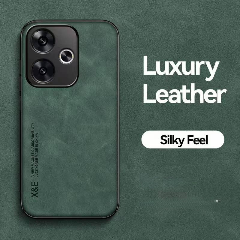 Silky Leather Finish Back Case with Built-in Magnet for Car Mount & Enhanced Camera Protection for Vivo