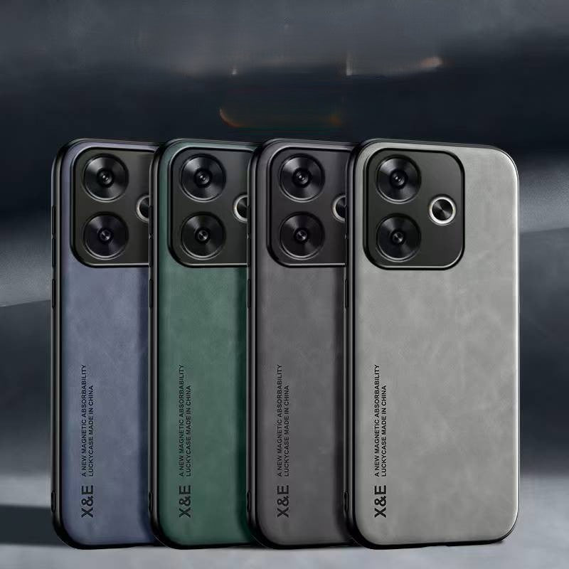 Silky Leather Finish Back Case with Built-in Magnet for Car Mount & Enhanced Camera Protection for Vivo