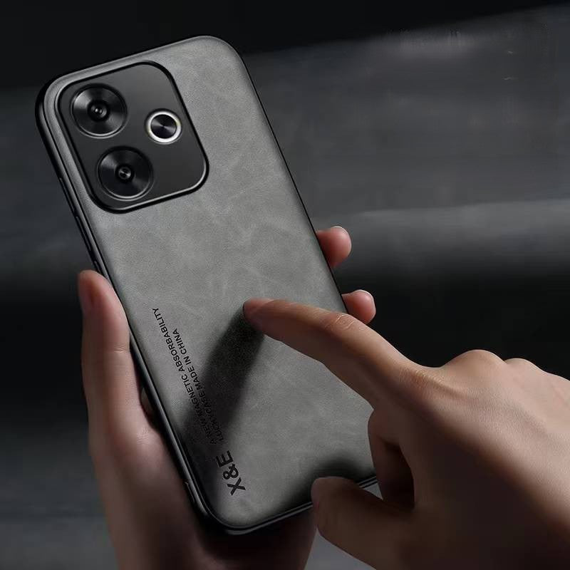 Silky Leather Finish Back Case with Built-in Magnet for Car Mount & Enhanced Camera Protection for Vivo