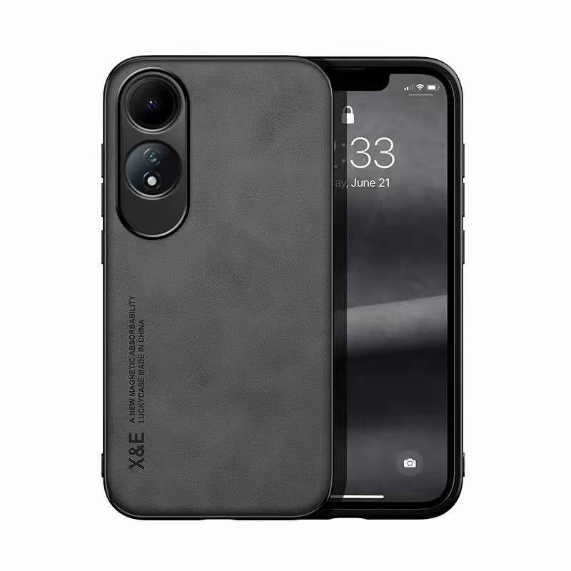 Silky Leather Finish Back Case with Built-in Magnet for Car Mount & Enhanced Camera Protection for Vivo