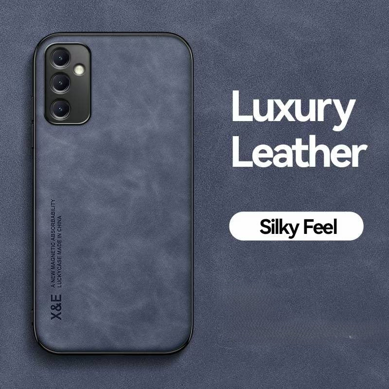 Silky Leather Finish Back Case with Built-in Magnet for Car Mount & Enhanced Camera Protection for Vivo