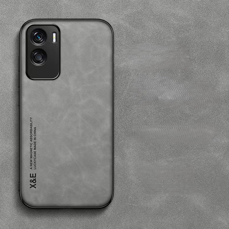 Silky Leather Finish Back Case with Built-in Magnet for Car Mount & Enhanced Camera Protection for Vivo