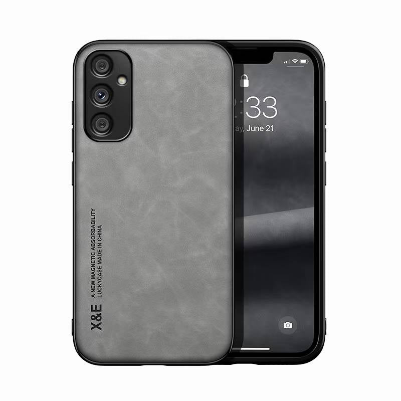 Silky Leather Finish Back Case with Built-in Magnet for Car Mount & Enhanced Camera Protection for Vivo