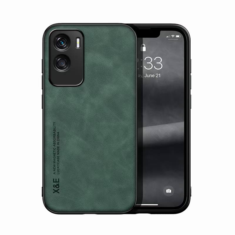 Silky Leather Finish Back Case with Built-in Magnet for Car Mount & Enhanced Camera Protection for Vivo