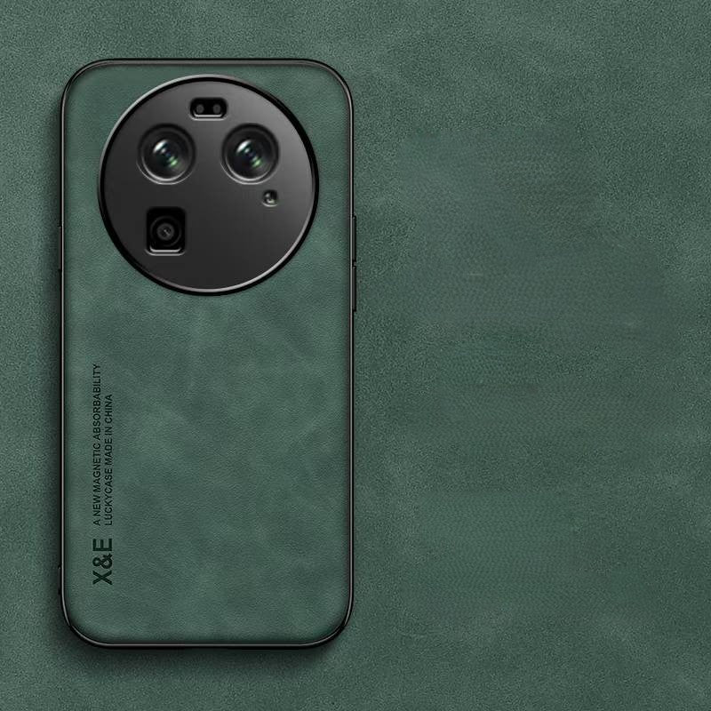 Silky Leather Finish Back Case with Built-in Magnet for Car Mount & Enhanced Camera Protection for Vivo