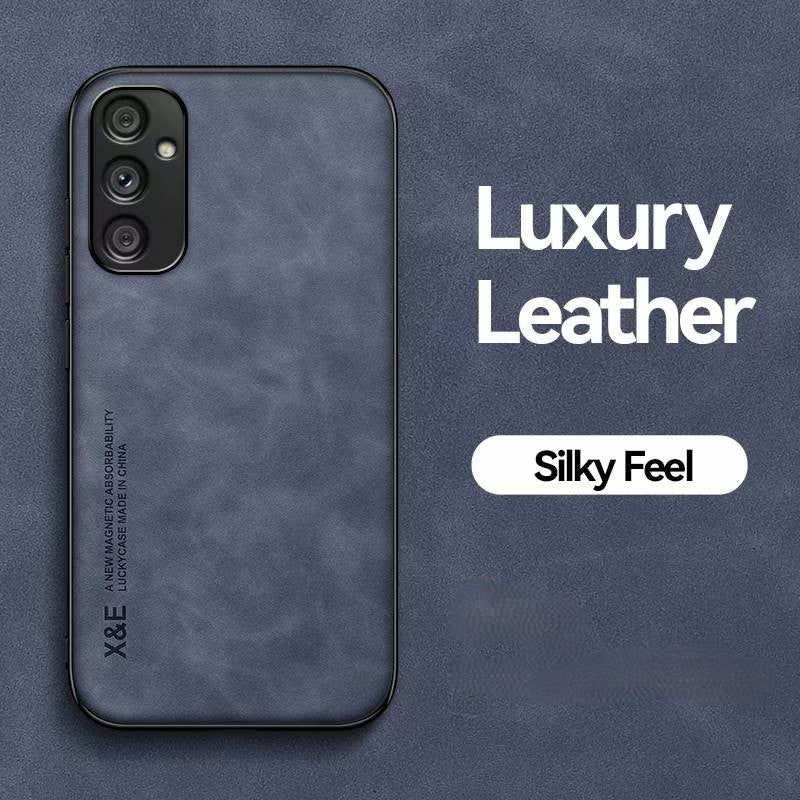 Silky Leather Finish Back Case with Built-in Magnet for Car Mount & Enhanced Camera Protection for Vivo