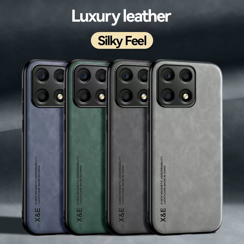 Silky Leather Finish Back Case with Built-in Magnet for Car Mount & Enhanced Camera Protection for Vivo